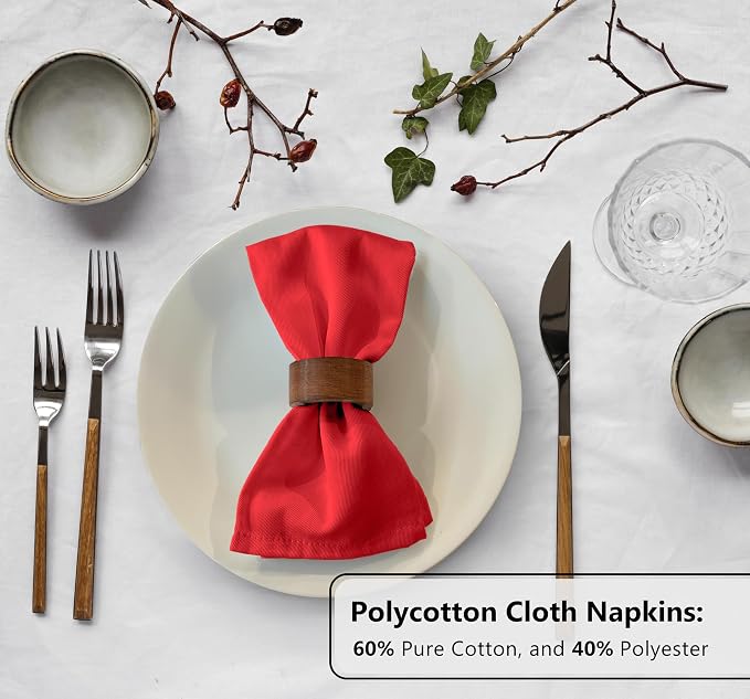 Zoyer Cloth Napkins Set of 12, 18x18 Inches Cotton Enrich Napkins Cloth ‎Washable, Soft & Durable Dinner Napkins for Parties, Wedding, Christmas, ‎Thanksgiving & Everyday Use - Red