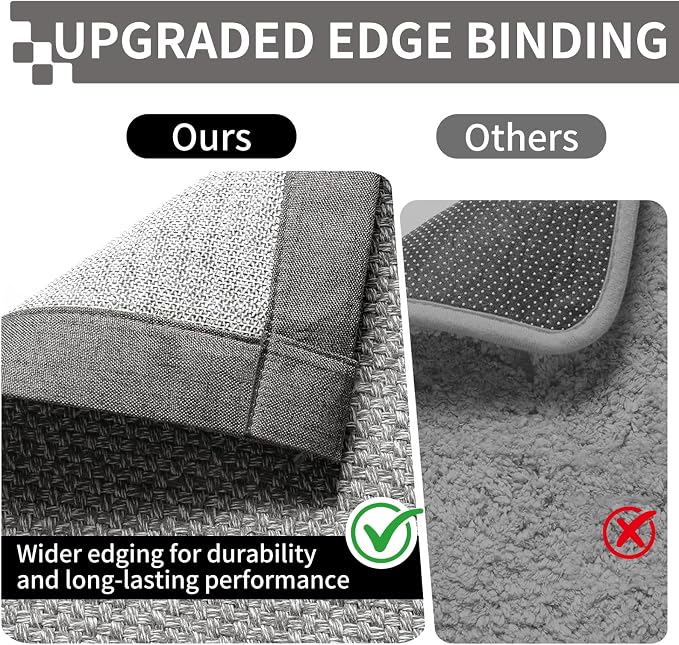 YDKGL Washable Area Rug 6x9 Large Jute Like Rug for Living Room, Soft Non Slip Rugs Carpet for Dining Room Bedroom Cotton Boho Woven Braided Rugs Home Office Decor, Grey