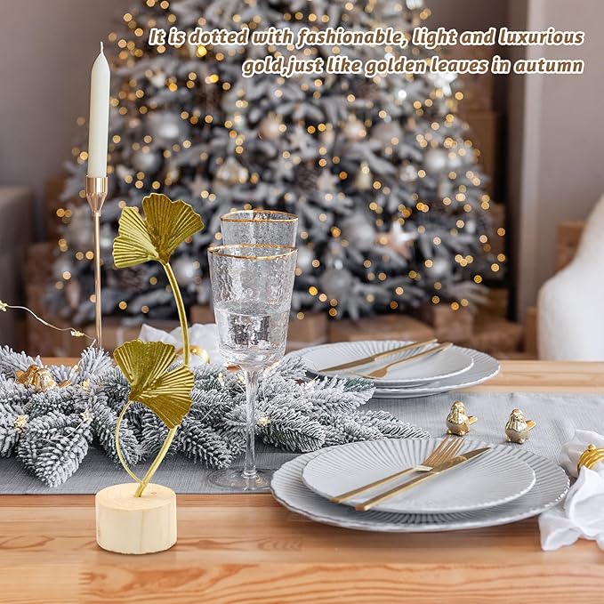 2 Pcs Metal Gold Decor Statues, Leaves Ornaments Modern Creative Home Décor Accents Statue for Office, Room, Bookshelf, Home Decor (Monstera, Ginkgo)