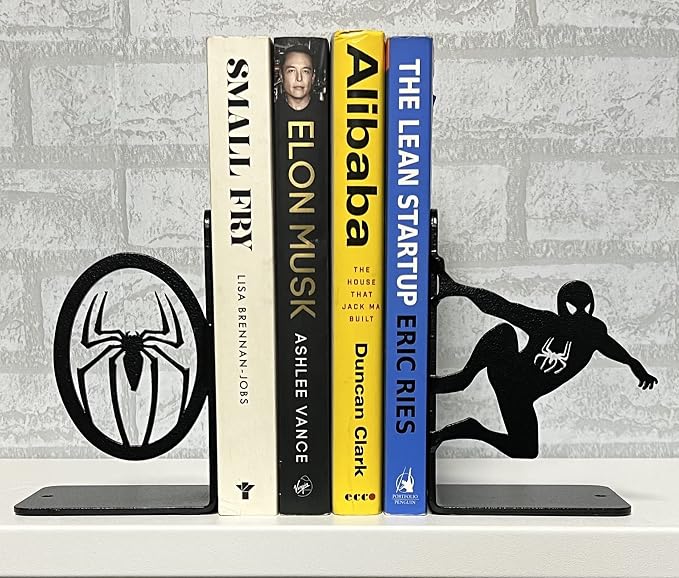 Superhero Decorative Metal Bookends,Metal Bookends, Non Skid Book Ends, Book Stopper for Home/Office Decor/Shelves, 7 X 5.5 X 4 inch per Piece