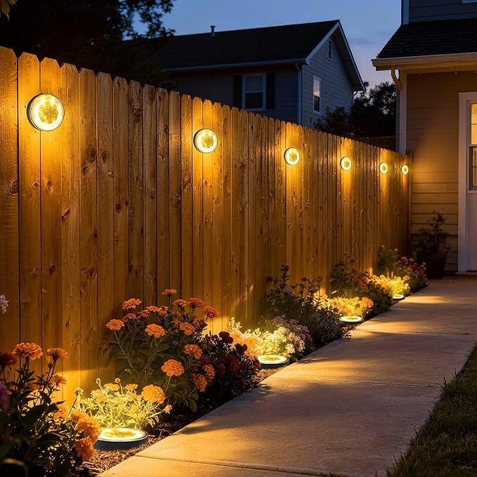 Joomer 16 Pack Solar Ground Lights, 2-in-1 Solar Lights Outdoor Waterproof Solar Powered Disc Light Landscape Garden Lighting Light for Patio Pathway Lawn Yard Driveway Walkway Deck Step(Warm White)