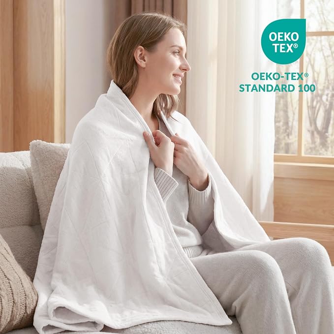 Exclusivo Mezcla 100% Cotton Muslin Blanket for Bed, Queen Size 4-Layer Moisture-Wicking and Breathable Ultra Soft Gauze Blanket for Spring Summer, 90"x90", Pure White