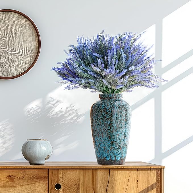 Unique Ceramic Flower Vase, Modern Home Decor for Living Room, Tables, Shelves & Enterways,11Inch Tall Glaze Blue Vase Gift for Housewarming, Wedding, Birthday