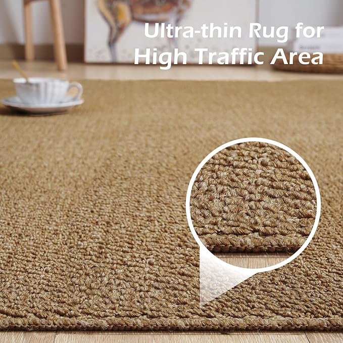 Softlife Rugs for Entryway 2x3 ft Door Mat Faux Jute Rug Dirt Trapper Small Bathroom Rug Washable Kitchen Mat Modern Farmhouse Carpet for Front Porch Bathroom Kitchen Bedroom, Brown