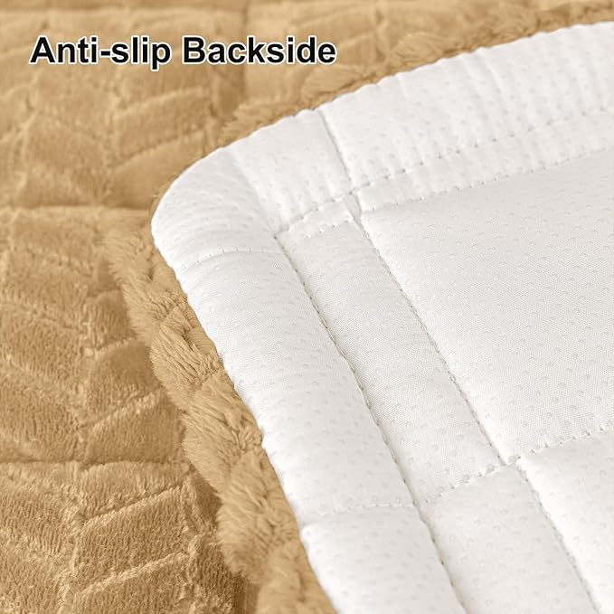 Smiry Non Slip Couch Covers for Dogs, Fuzzy Pet Couch Covers for 3 Cushion Sofa Pet Friendly, Soft Sofa Slipcovers Cushion Furniture Protector Washable (Camel, 27.6" x 70.9")