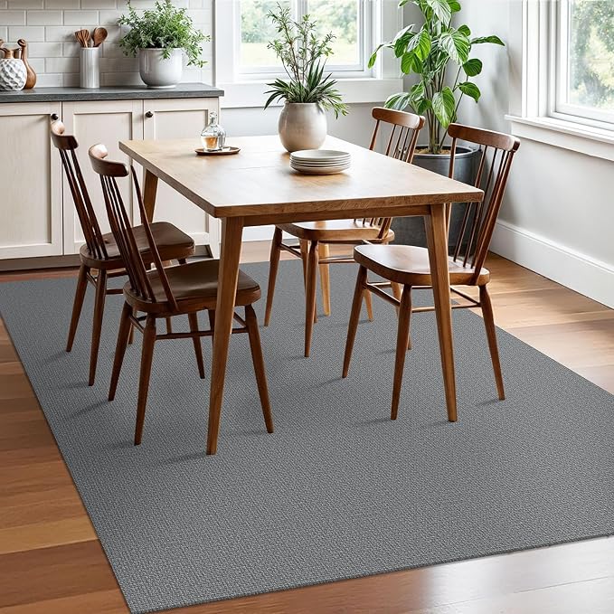 EARTHALL Washable Area Rugs 5x7 Ft Non Slip Living Room Rugs Cotton Rubber Backed Dining Room Rug Braided Bedroom Rugs Indoor Outdoor Floor Carpet for Living Room, Bedroom, Dining Room, Charcoal Gray