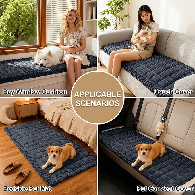 hyha Couch Cover for Dogs Washable, Non Slip Thick Flannel Sofa Protector, Pet Friendly Plush Furniture Cover for Sectional Sofa & Loveseat (Charcoal Grey, 35.4" x 63")