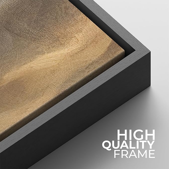 SIGNFORD Framed Canvas Print Wall Art Set Neutral Toned Mountain Landscape Abstract Earthy Illustrations Modern Art Minimal Relax/Calm for Living Room, Bedroom, Office - 24"x24"x2 Black