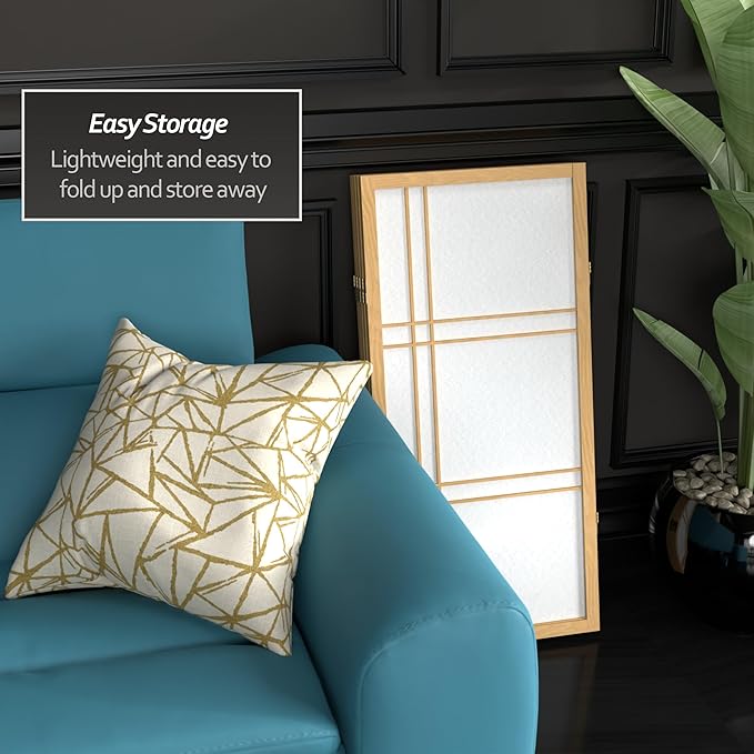 3 ft. Short Double Cross Shoji Screen - Natural - 4 Panels