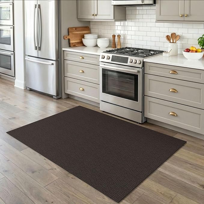 EARTHALL Washable Area Rug 4x5 Ft Non Slip Rugs for Entryway Braided Throw Rugs Bedroom Carpet Cotton Entry Rug Woven Floor Rug for Bedroom Dining Room Living Room, Taupe/Coffee