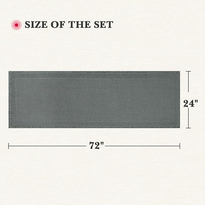 Waffle Bath Mat 24''x72'' Bathroom Runner Rugs Non Slip Bath Rug Runner Washable Bath Rugs Knit Bath Mats, Quick-Drying Floor Mat, Boho Tassel Style Suitable for Bathroom Floor, Dark Grey