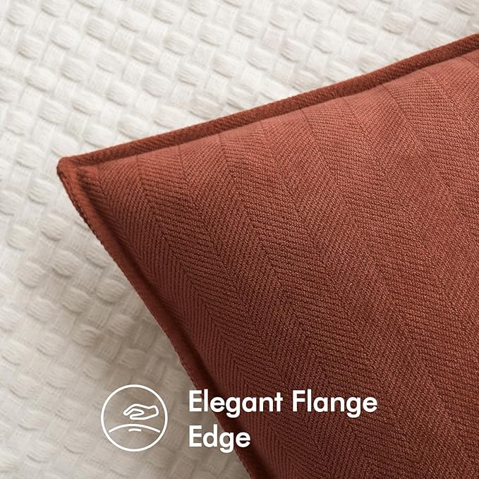 MIULEE Pack of 2 Rust Decorative Pillow Covers 22x22 Inch Chenille Luxurious Couch Throw Pillows Farmhouse Cushion Covers Euro Shams with Elegant Design for Sofa Bedroom Living Room Home Decor