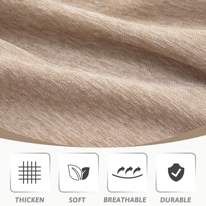 MEETSKY Sofa Covers for Sectional Sofa Set Couch Cover for Dogs Throw Couch Cover with Tassel Loveseat Covers Futon Cover L Shaped Cover Washable Chenille Couch Protector, 91" x 150", Khaki