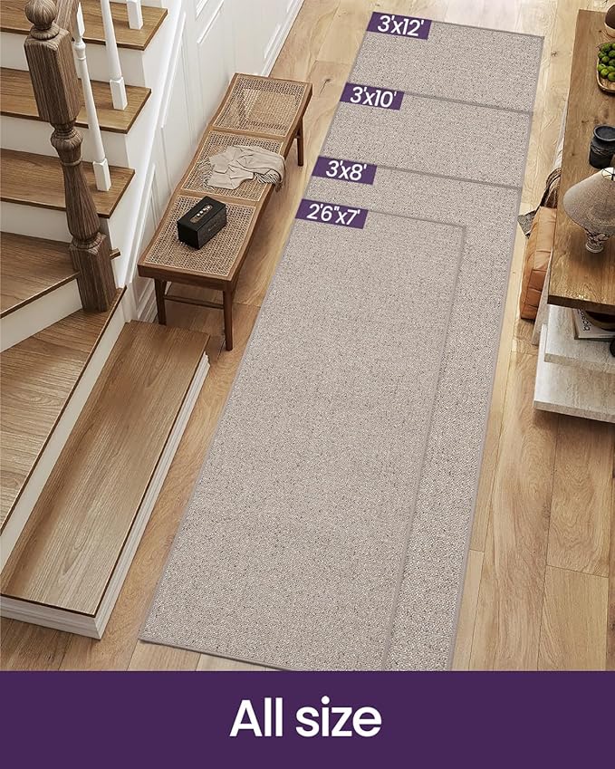 DEXI Hallway Runner Rug 3x10, Non Slip Low Pile Entryway Rug Runners with Rubber Backing, Dirt Trapping Hallways Floor Carpet for Indoor Hall Kitchen Bedroom Bathroom Laundry Room, Beige