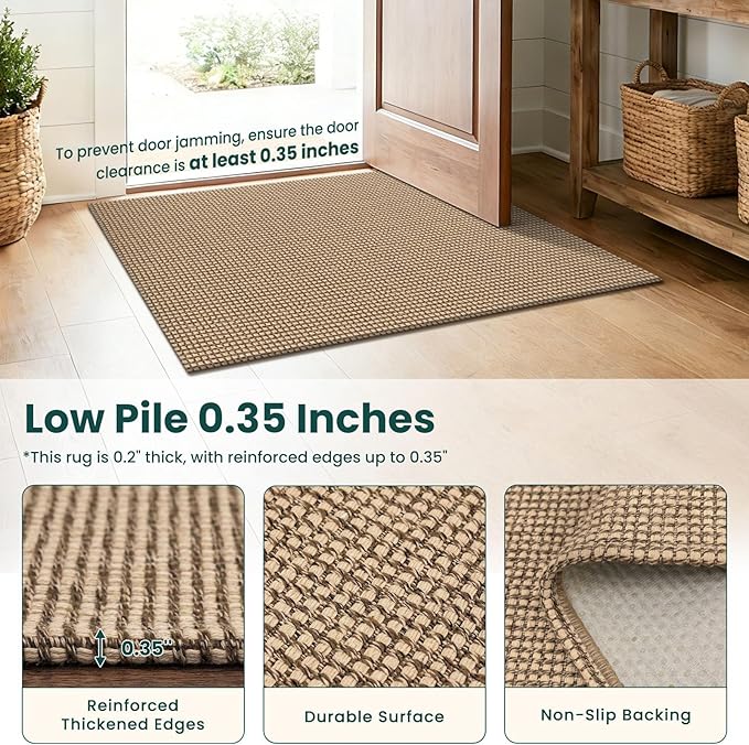 KOZYFLY Boho 3x20 Runners Rugs for Hallway, Extra Long Washable Runner Rug, Woven Non Slip Kitchen Runner, Cotton Entryway Rug, Floor Carpet for Entry, Aisle, Hall, Orange Beige/Tan/Brown