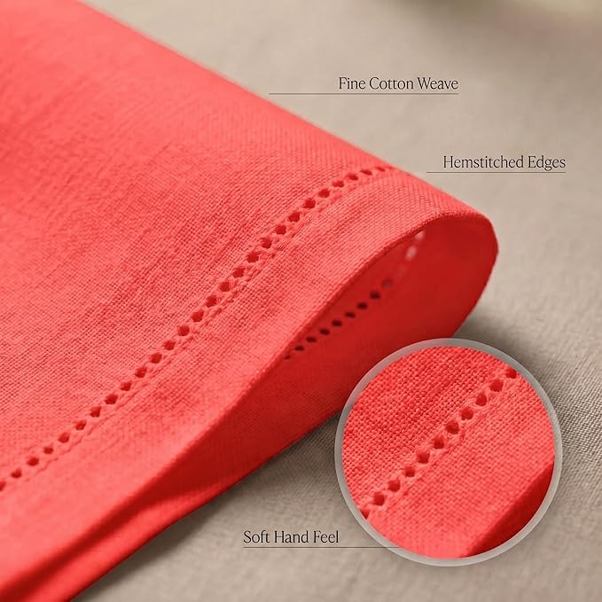 Urban Villa Cloth Napkins 100% Cotton Highly Absorbent Washable Durable Reusable Premium Dinner Napkins Ideal for Gifts for Mothers Day Hotel Farmhouse Parties - Red (20" x 20", Set of 12)