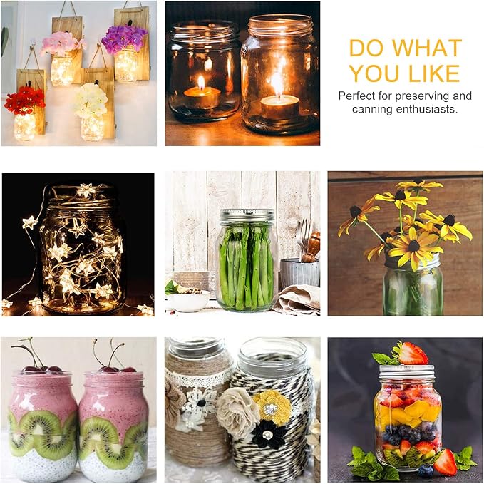 16pack 16oz Mason Jars with Airtight Lids and Bands, Regular Mouth Pint Canning Jars, Clear Glass Jars Ideal for Canning, Pickling, Meal Prep, Jam, Honey, Shower/Wedding Favors, Labels & Pen Included