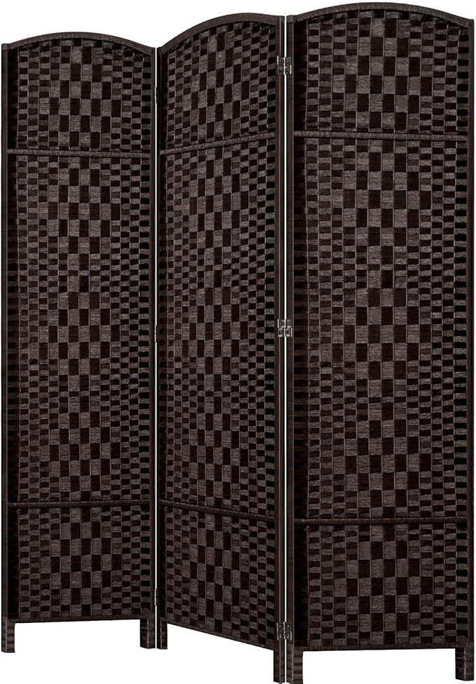 HALLYBEE Room Divider, Room Dividers and Folding Privacy Screens, 16in Privacy Screen, 3 Panel Temporary Wall Partitions, 6ft Space Separation Panel Screen, Dark Mocha