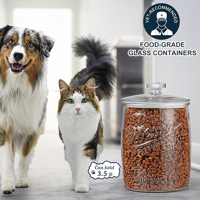 1 Gallon Glass Cookie Jar with Airtight Lid, Wide Mouth Mason Jar for Pantry & Laundry Room Organization, Large Apothecary Jars for Sugar, Candy, Rice, Dog Treat & Food Storage Jar– Set of 1