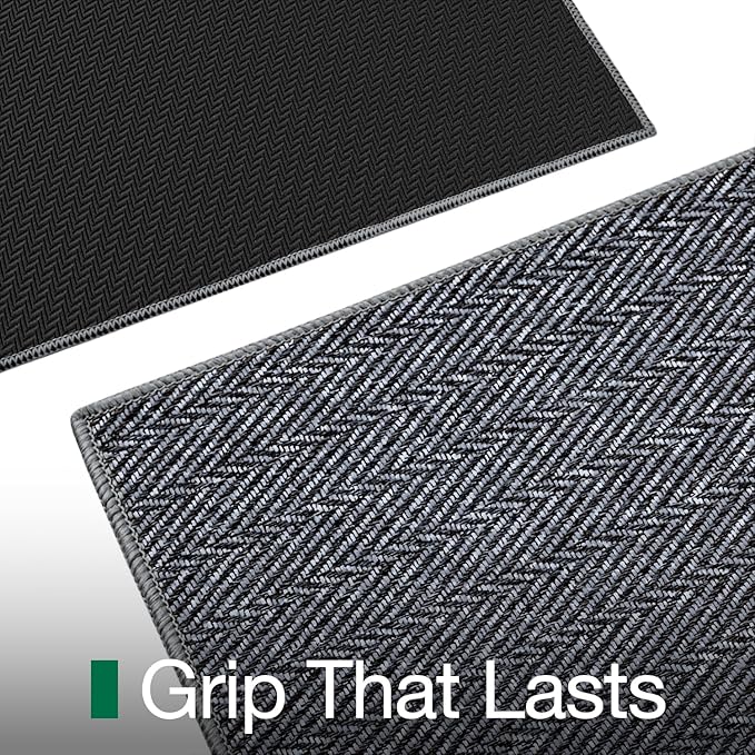 LUMI Ultra Thin Indoor Door Mat for Entrance 24"x36", Non Slip Entryway Mat, Low Profile Doormat, Unique Herringbone Design Carpet for Inside, Patio, Porch, Medium Gray