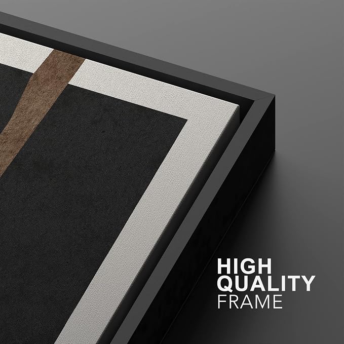 SIGNWIN Framed Canvas Print Wall Art Set Mid-Century Geometric Black Gold Blocks Abstract Shapes Illustrations Modern Art Decorative Contemporary for Living Room, Bedroom, Office - 24"x36"x2 Black