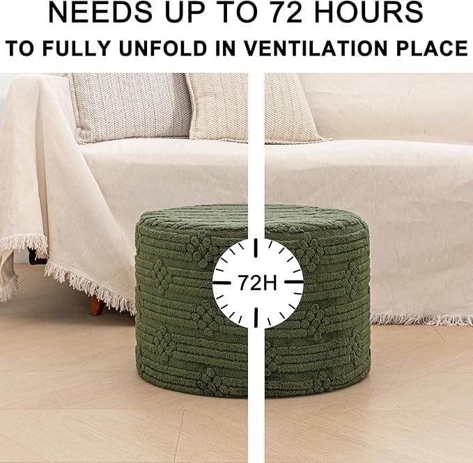 Asuprui Pouf Ottoman Foot Rest – Plush Round All-in-one Foam Stool for Cozy Lounging, Floor Pouf & Chic Decor (Forest Green)