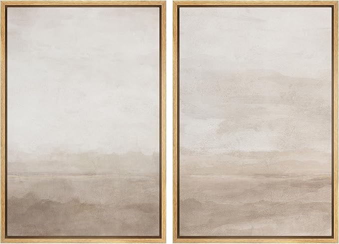 SIGNWIN Framed Canvas Print Wall Art Abstract Wave Pattern Modern Art Minimalist Neutral Decor for Living Room, Bedroom, Office - 16"x24"x2 Natural