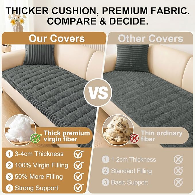 Smiry Couch Cover for Dogs, Non Slip Washable Sofa Protector for Pets, Soft Furniture Cover for Pet, Stylish Sofa Covers, Cozy Protect Against Fur, Dirt & Everyday Messes (Dark Grey, 35.4" x 88")