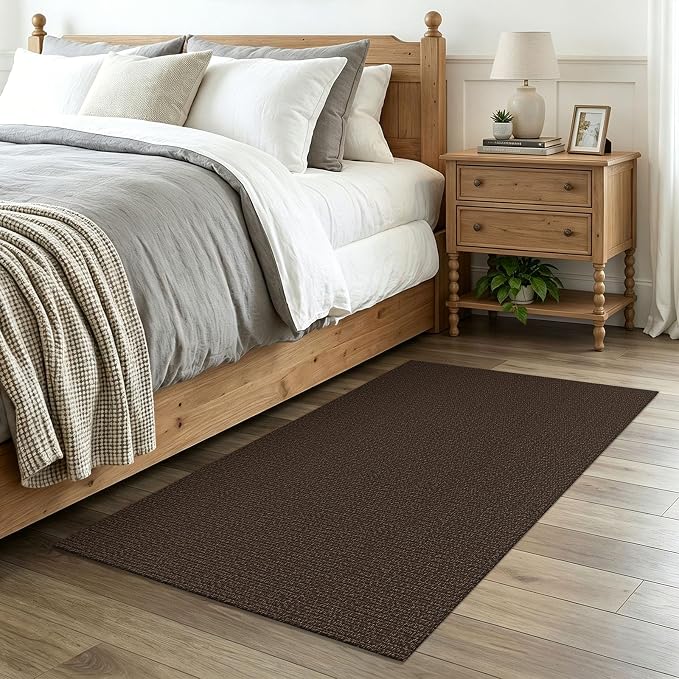 EARTHALL Washable Area Rug 3x4 Ft Non Slip Rugs for Entryway Braided Rubber Backed Throw Rugs Door Mat Indoor Outdoor Entrance Cotton Woven Rug for Kitchen Foyer Front Door Living Room, Brown/Coffee