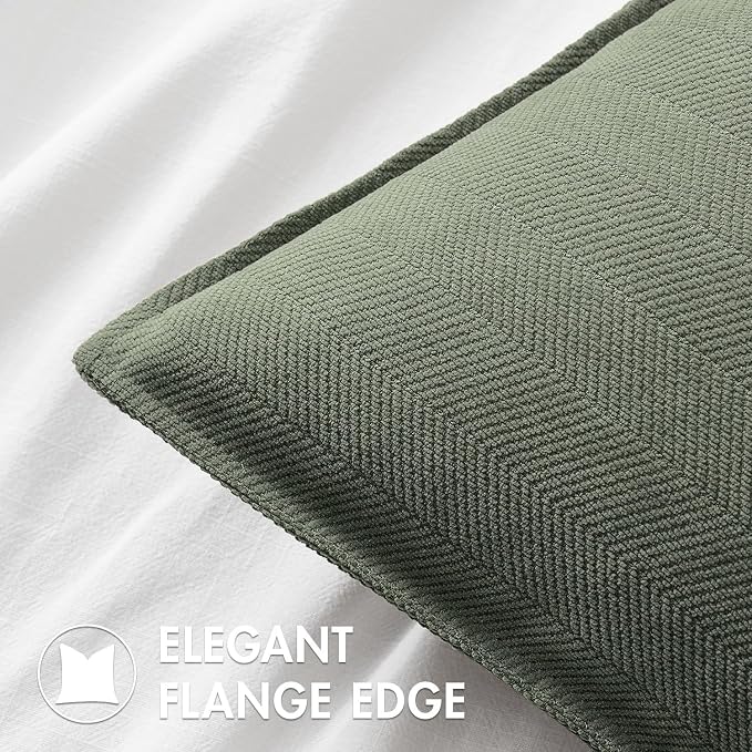 MIULEE Pack of 2 Army Green Decorative Pillow Covers 22x22 Inch Soft Chenille Luxurious Couch Throw Pillows Farmhouse Cushion Covers with Elegant Design for Sofa Bedroom Living Room Spring Home Decor