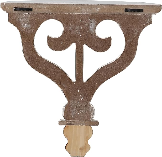 SOFE Rustic Vintage Wall Shelf - Scroll Wooden Floating Shelves - Distressed White Small Wall Shelves - Victorian Plant Shelf- Decorative Walls Stand Shelves for Hallway, Entryway