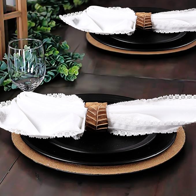 White lace Cotton slub 100% Cotton 12 pcs Set size-12x12 inches Dinner Napkins Everyday Use Premium Quality Over Sized Cloth Napkins Hemmed Ultra Soft Durable Hotel Quality