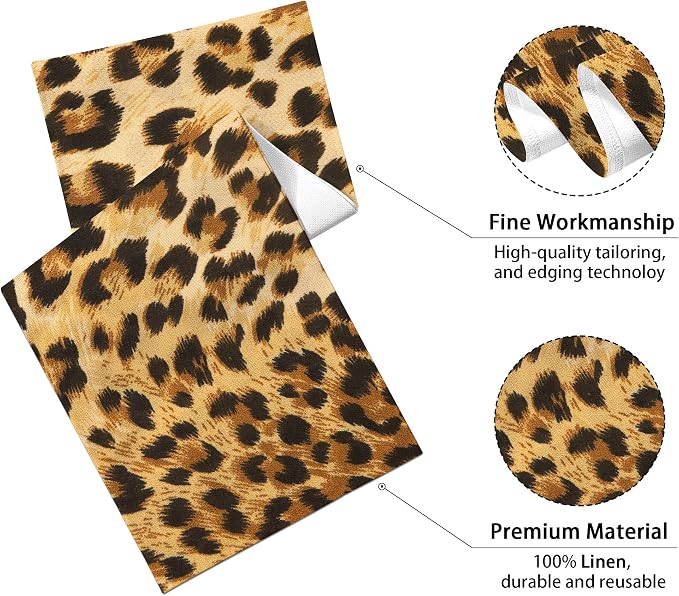 Linen Leopard Print Table Runner 13x71 Inch Farmhouse Western Leopard Decor Runners Table Decorations Rustic Coffee Table Runner for Home Kitchen Dining Room