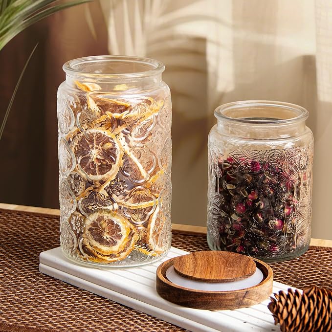 32Oz Glass Jar with Lid, Candy jar, Cute jar, Vintage Glass Storage Jar for Sugar, Coffee, Tea, Spice, Flour, Candy Cookie, Pasta, Cereal