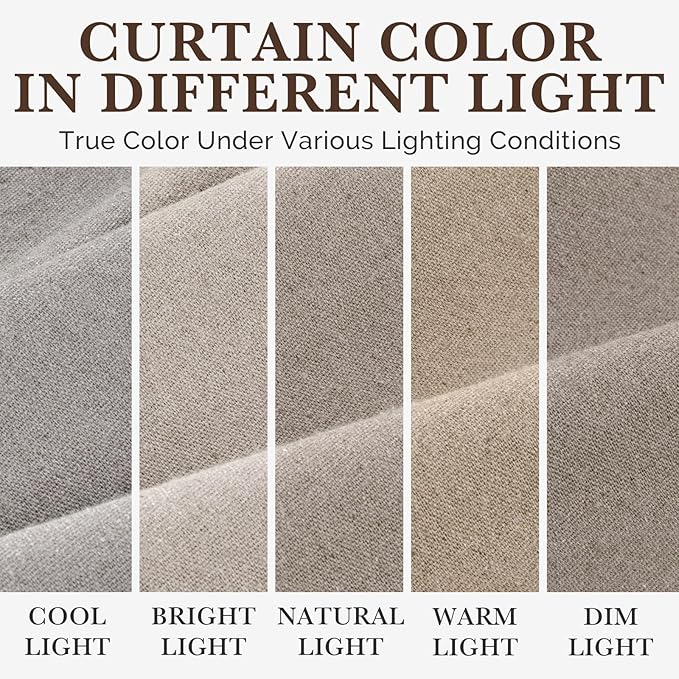 Seasonwood Linen Shower Curtain Neutral Vintage Farmhouse Linen Shower Curtains for Bathroom Boho Bathroom Decor with 12 Sturdy Stainless Steel Sliding Hangers(Taupe,72x78 Inches)