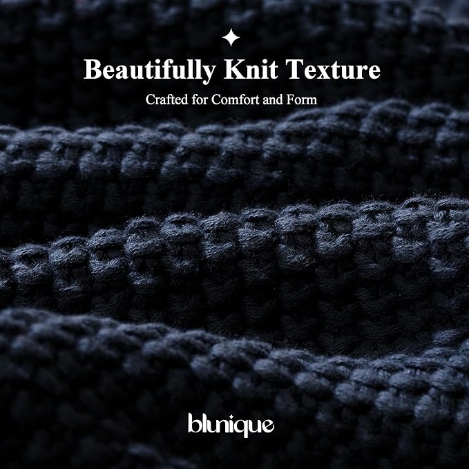 100% Cotton Cable Knit Throw Blanket, Lightweight Soft Knit Blanket for Sofa Couch Bed, Breathable All-Season Throw, Cozy Decorative Blanket, 50 x 60 Inch,Navy
