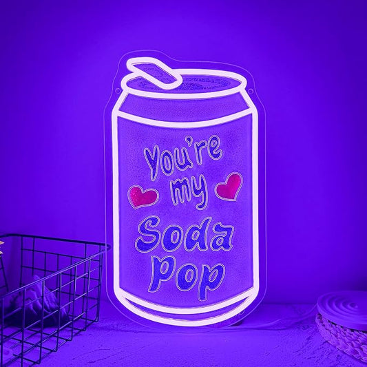Allball You'Re My Soda Pop Neon Sign, Soda Pop Neon Light Valentine'S Day Decor USB Powered Drink Can LED Dimmable, for Bar Club Party Restaurant Kitchen Dessert Shop Birthday Gifts(15.7 * 9 In)