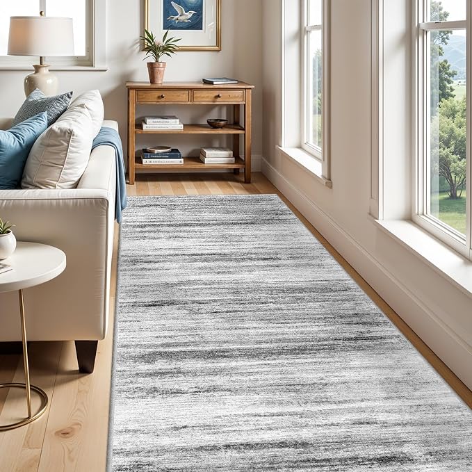 4x7 Rugs for Small Living Room: Non-Slip Washable Area Rug for Hallway Entryway Kitchen Bedroom - Easy-to-Clean Stain and Water Resistant Carpet - Soft Low-Pile Mat Grey
