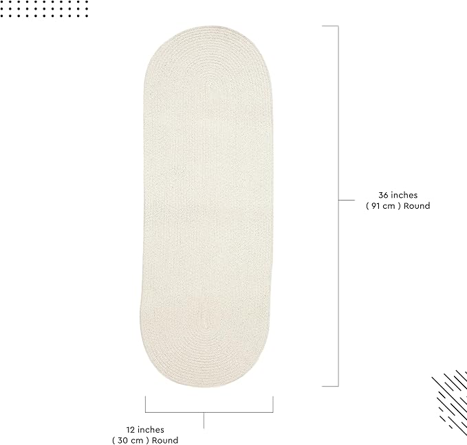 Encasa XO Dining Table Runner | Handmade Ribbed Style Cotton | 12x36 in | Off White | for Coffee & Center Table