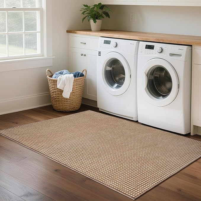 YDKGL 3x5 ft Area Rug Entryway Runner Rug Non Slip Washable, Boho Woven Kitchen Runner Rugs Door Mat Entry Rugs Carpet for Indoor Foyer Backdoor Hallway Floor Bedroom Living Room, Easy Clean, Brown