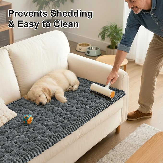 Smiry Couch Covers for Dogs Washable, Non Slip Fuzzy Pet Couch Covers for Sofa, Soft Thick Sofa Slipcovers Furniture Protector Pet Friendly (Dark Grey, 27.6" x 47")