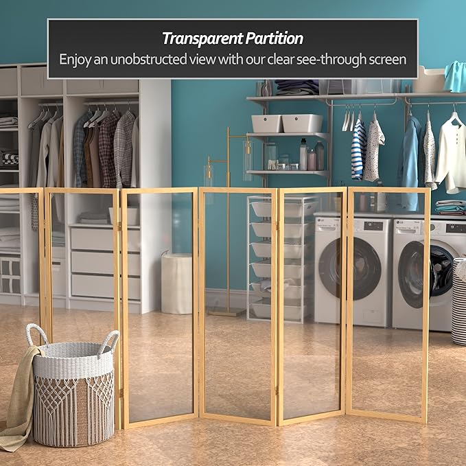 4 ft. Short Clear Plastic Partition Natural 6 Panel