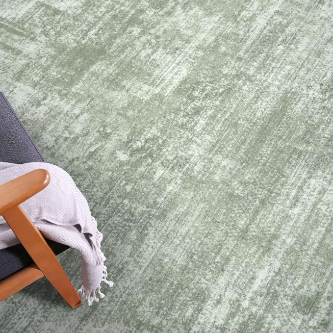 IOHOUZE Abstract Area Rug 3x5 Ft Washable Rugs for Entryway Indoor, Non Slip Kitchen Rug Printed Faux Wool Throw Rugs, Indoor Door Mat for Door Entrance Foyer Living Room, Sage Green