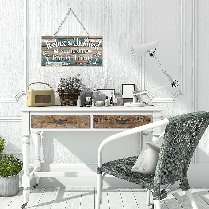Hotop Patio Decor Patio Sign Decorations Outdoor Metal Porch Wall Decor Rustic Farmhouse Wall Art for Backyard Porch Balcony Gazebo Accessories(10 x 5",Vivid)