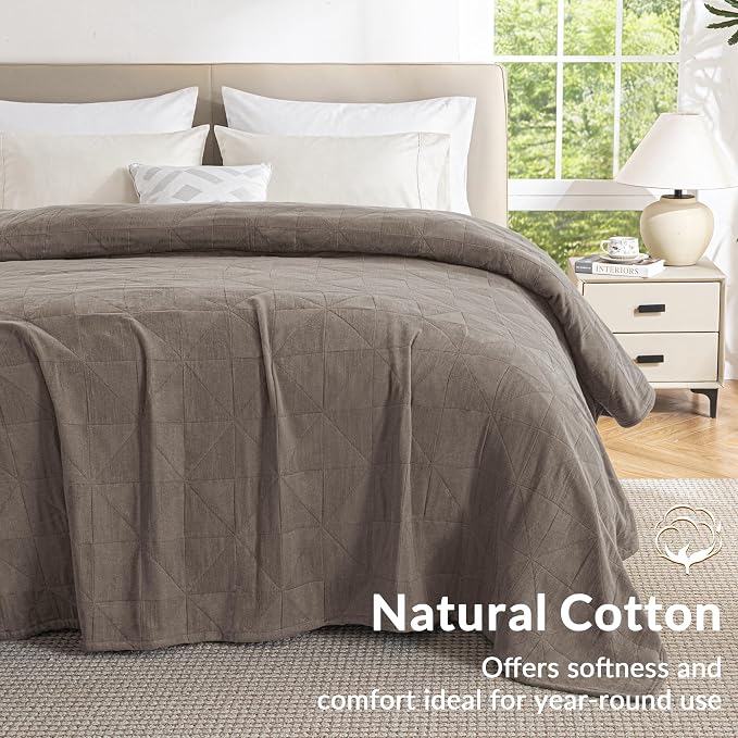 Exclusivo Mezcla 100% Cotton Muslin Blanket for Bed, Queen Size 4-Layer Moisture-Wicking and Breathable Ultra Soft Gauze Blanket for Spring Summer, 90"x90", Pine Bark