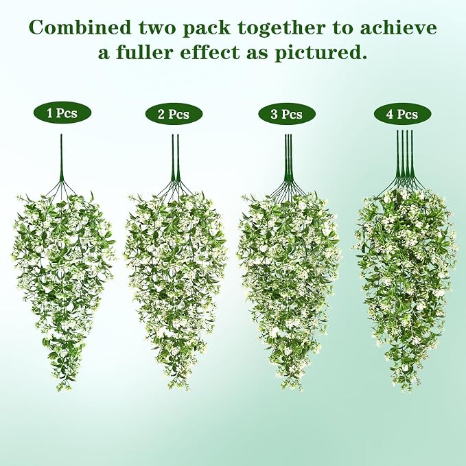 Waipfaru 8pcs Fake Hanging Plants, Artificial Hanging Flowers Faux Ivy Pothos Vines Greenery for Wall Home Bedroom Living Room Aesthetic Kitchen Office Aesthetic Kitchen Indoor Outdoor Decor