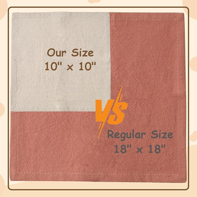 Urby Eco Hanky 10x10in Reusable Linen/cotton Napkins. Small Cloth Napkins. Eco Friendly. Ideal Use As Kids Napkins For Lunch. Dinners. Occasions Like Weddings,Birthday,Cocktail Parties. (Natural,12pk)