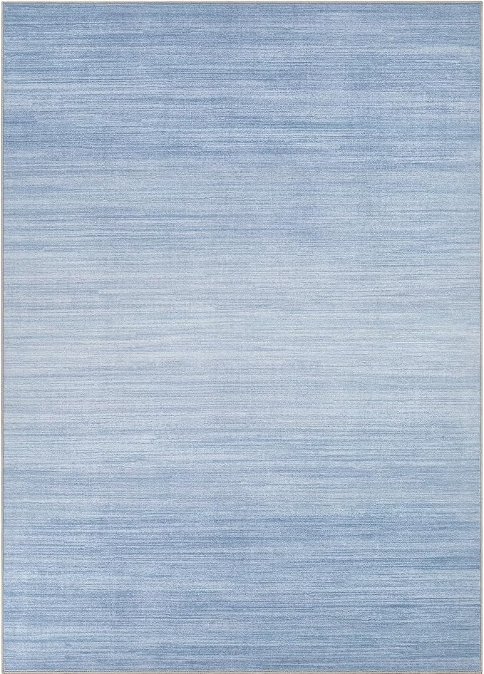 UERMEI 7x9 Washable Area Rug - Neutral Modern Abstract Living Room Rugs, Non-Slip Soft Large Indoor Floor Carpet for Bedroom Home Office & Under Dining Table Decor, Blue