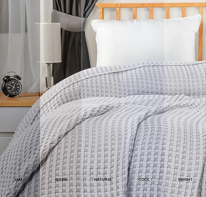 Utopia Bedding 100% Cotton Waffle Weave Blanket Queen Size for Bed - Lightweight, Breathable Summer Blankets Soft and Cozy, Gift for Mother’s Day Home Decor (Silver, 90x90 Inch)