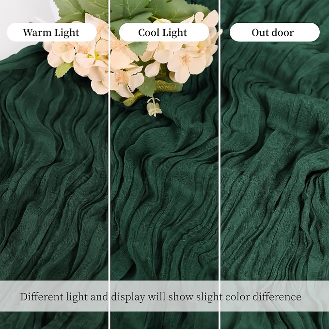 6 Pack Emerald Green Cheesecloth Table Runner, 17 x 108 Inch, Gauze Cheese Cloth Table Runner Rustic Sheer Runner for Wedding Birthday Party Baby Shower Table Decor(Emerald Green)